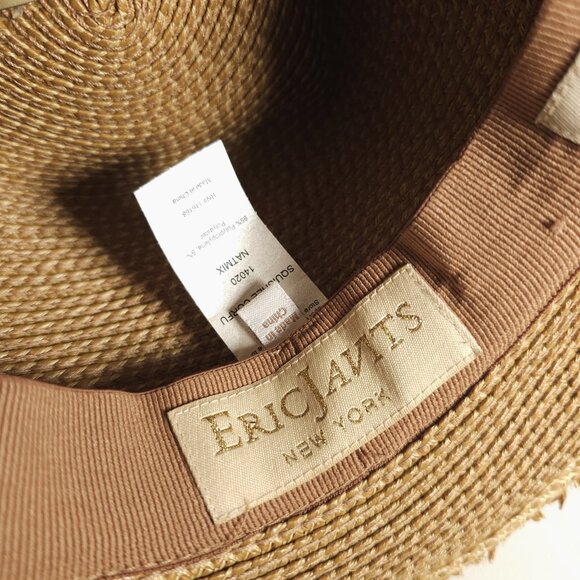 ERIC JAVITS  Squishee Corfu Straw Hat Pompom UPF 50+ One Size - Picture 7 of 10